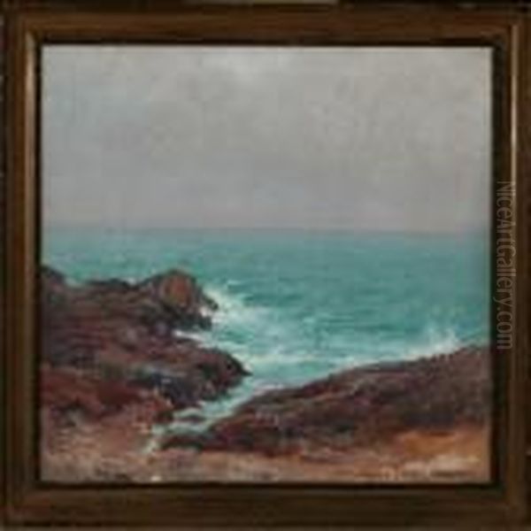 View From The French Coast By St. Guenole Oil Painting by Peder Knudsen