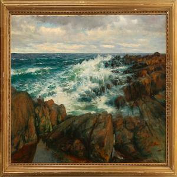 Coastal Scene From Bornholm Island Oil Painting by Peder Knudsen