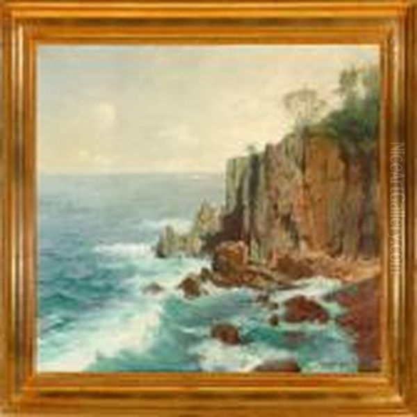 A Coastal Scenery From Bornholm Island Oil Painting by Peder Knudsen