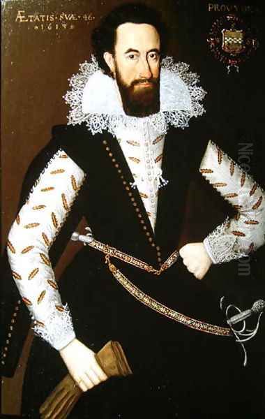 Portrait of Sir William Stewart of Grandtully (1567-1646) 1613 Oil Painting by Adam de Colone