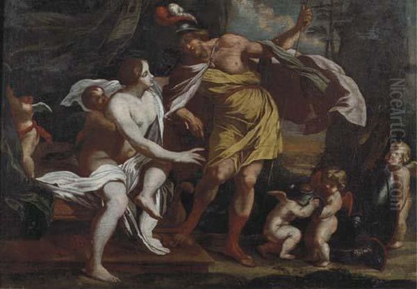 Mars And Venus And Putti Playing With Armour Oil Painting by Nikolaus Knupfer