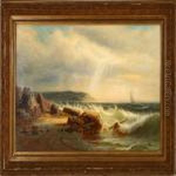 Coastal Scene Withrocks Oil Painting by Johan Knutson