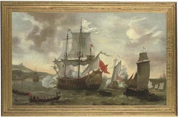 King William Iii Landing At 
Carrickfergus To Lead The Campaign Against The Deposed James Ii, June 
1690 Oil Painting by Jacob Knyff