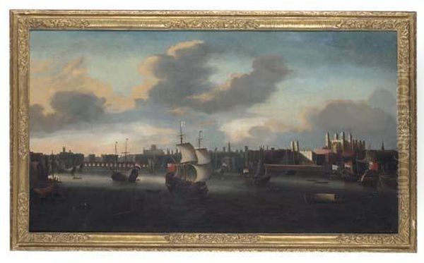 The Pool Of London With Old London Bridge Oil Painting by Jacob Knyff