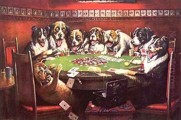 Poker Sympathy Oil Painting by Cassius Marcellus Coolidge