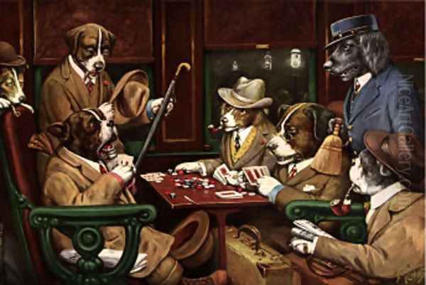 His Station And Four Aces Oil Painting by Cassius Marcellus Coolidge