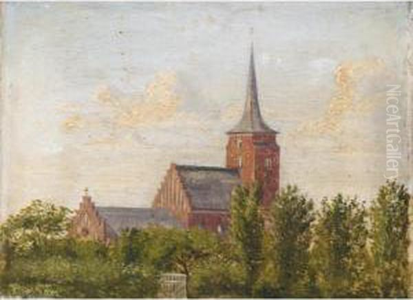 Nakskov Kirke (nakskov Church) Oil Painting by Christen Kobke