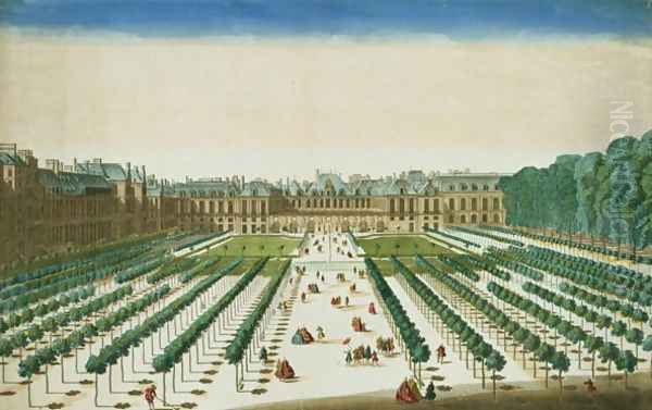 View and Perspective of the Palais Royal from the Garden Side Oil Painting by Jean Chaufourier