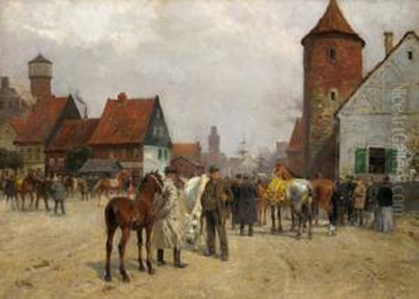 Mercato Equestre Oil Painting by Georg Karl Koch