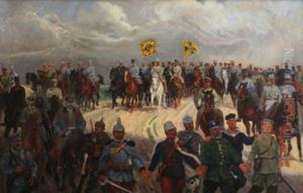 Imaginary Meeting Of Franz Joseph I And Wilhelm Ii Oil Painting by Ludwig Koch