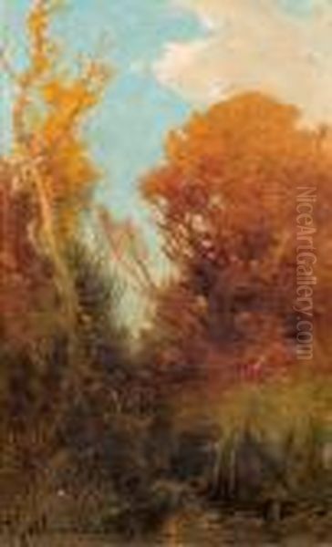 Autumn Landscape Oil Painting by Roman Kochanowski