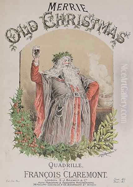 Front cover of the music score for Merrie Old Christmas Oil Painting by Alfred Concanen