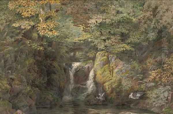 Rydal Fall, Westmoreland Oil Painting by Arthur Croft