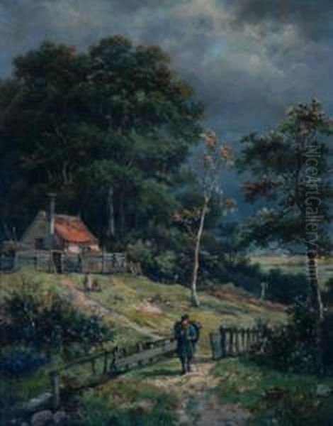 The Wayfarer Oil Painting by Hendrik Barend Koekkoek