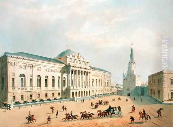 The Armoury Chamber in the Moscow Kremlin, 1840s Oil Painting by I. Chevalier