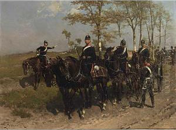 Cavaleristen Oil Painting by Hermanus Willem Koekkoek