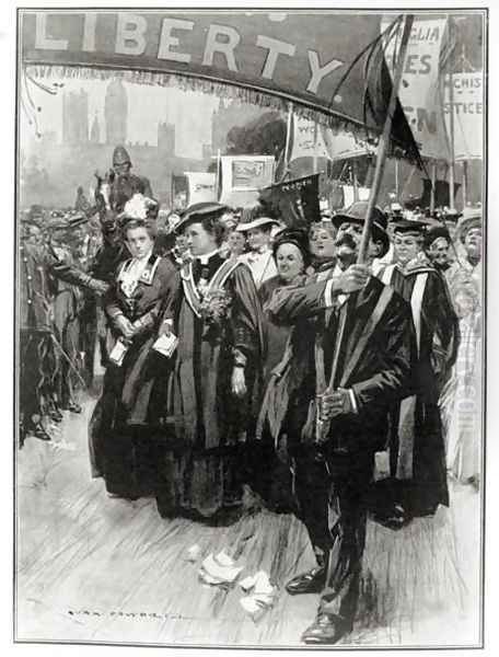 The Great Suffragist Procession, 1908 Oil Painting by Max Cowper