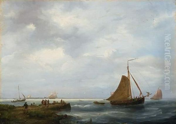 Amsterdam By The Coast Oil Painting by Johannes Hermanus Koekkoek