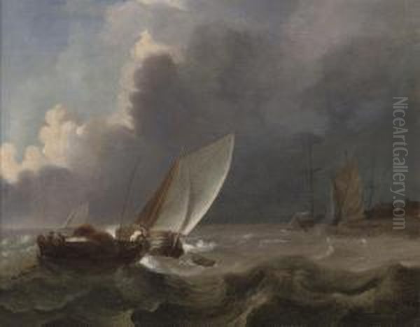 Setting Out From The Dutch Coast On A Breezy Day Oil Painting by Johannes Hermanus Koekkoek