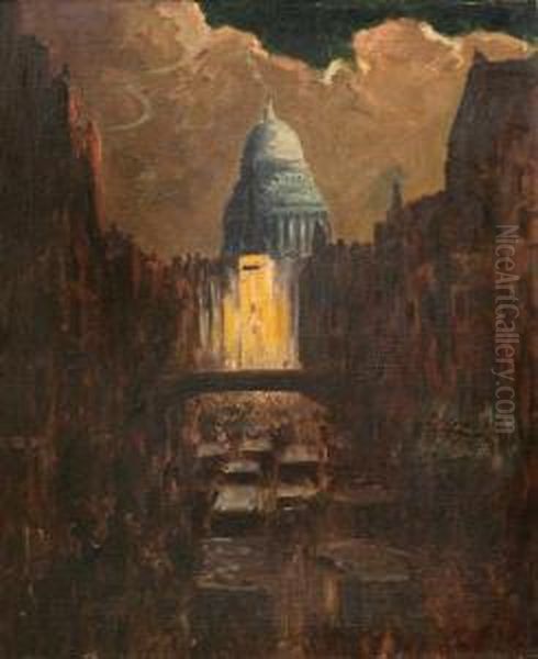 Saint Paul's From Ludgate Hill Oil Painting by Stephen Robert Koekkoek