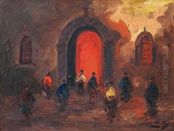 Procesion A La Iglesia Oil Painting by Stephen Robert Koekkoek