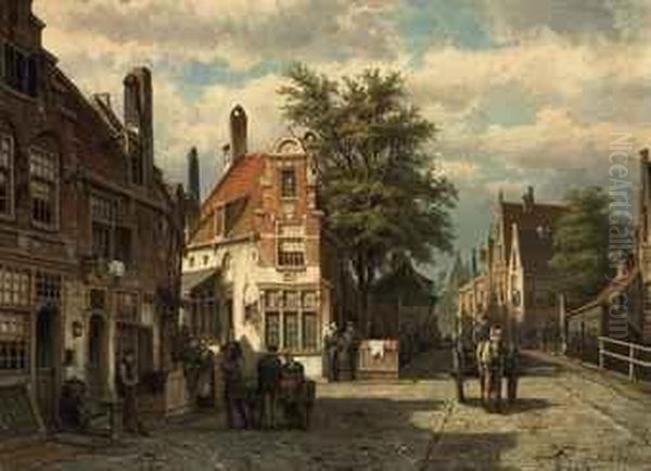 A Street In Enkhuizen Oil Painting by Willem Koekkoek