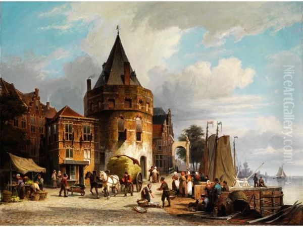 Der Schreiersturm In Amsterdam Oil Painting by Willem Koekkoek