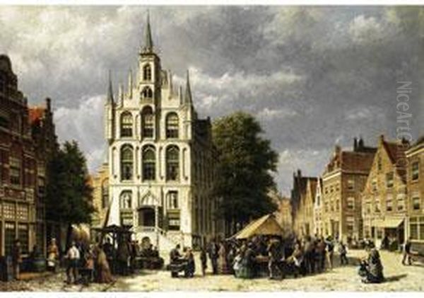 Das Rathaus In Gouda Oil Painting by Willem Koekkoek