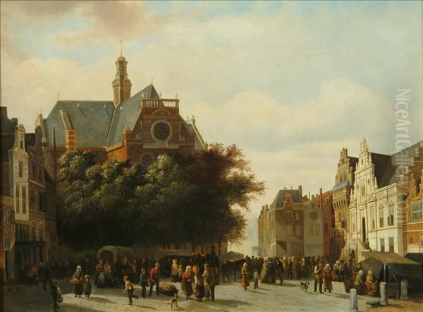 Noorderkerk, Amsterdam Oil Painting by Willem Koekkoek