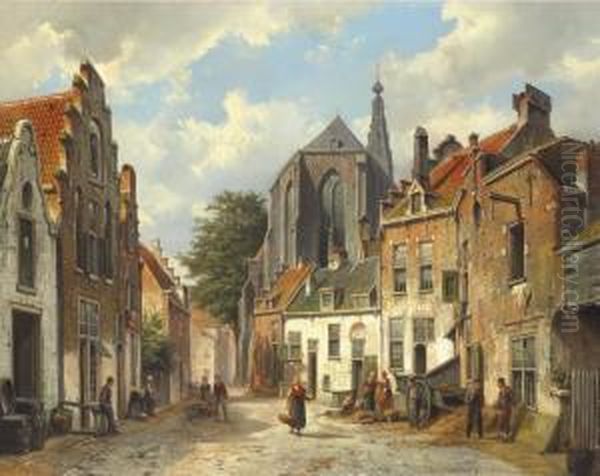 A Street Scene In Holland Oil Painting by Willem Koekkoek