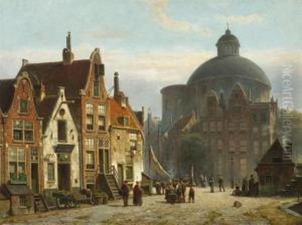 The Lutheran Church In Amsterdam Oil Painting by Willem Koekkoek