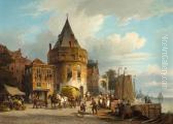 Schreierstoren In Amsterdam Oil Painting by Willem Koekkoek