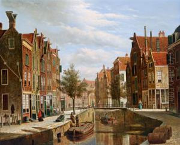 Scena Con Canale Olandese Oil Painting by Willem Koekkoek