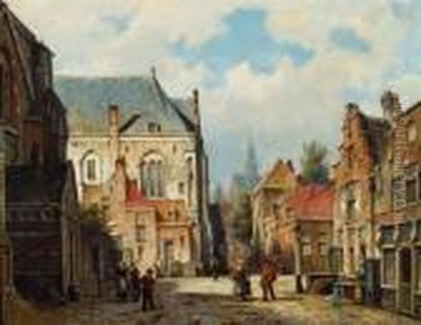 Ansicht Einer Stadt. Oil Painting by Willem Koekkoek