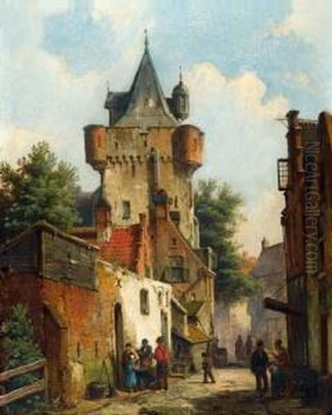 Ansicht Einer Stadt. Oil Painting by Willem Koekkoek