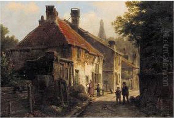 Dutch Town Houses Oil Painting by Willem Koekkoek