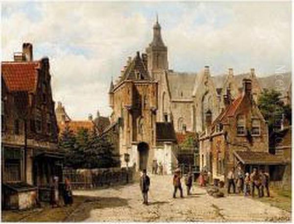 Street In Vianen, Holland Oil Painting by Willem Koekkoek