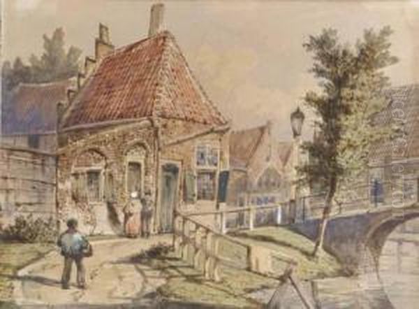 A View In A Dutch Village Oil Painting by Willem Koekkoek