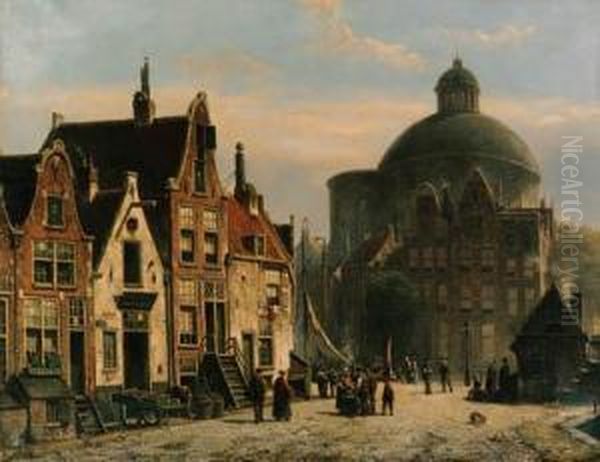 De Lutherse Kerk, Amsterdam Oil Painting by Willem Koekkoek