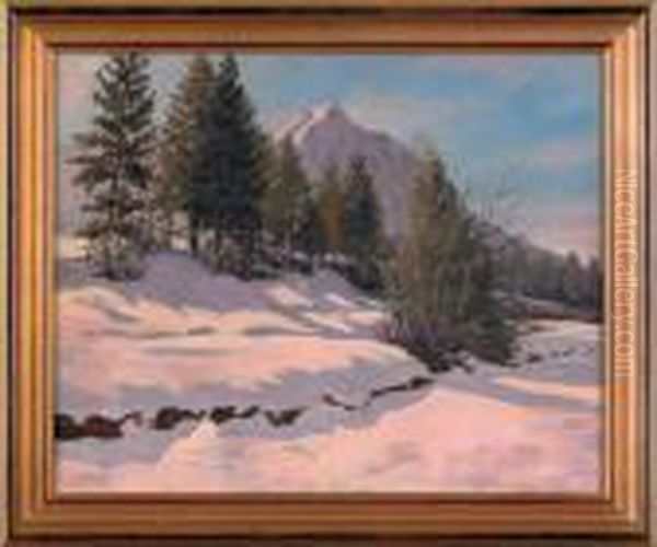 Winter Landscape Oil Painting by Walter Koeniger