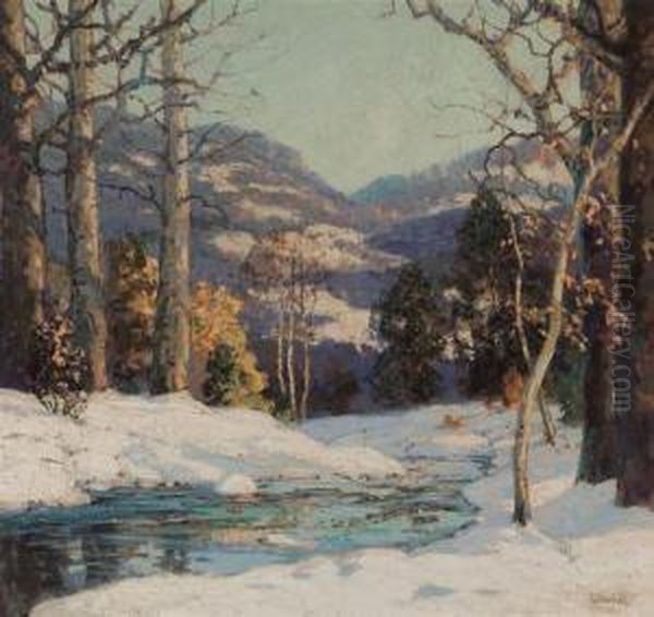 Distant Hills, Winter Oil Painting by Walter Koeniger