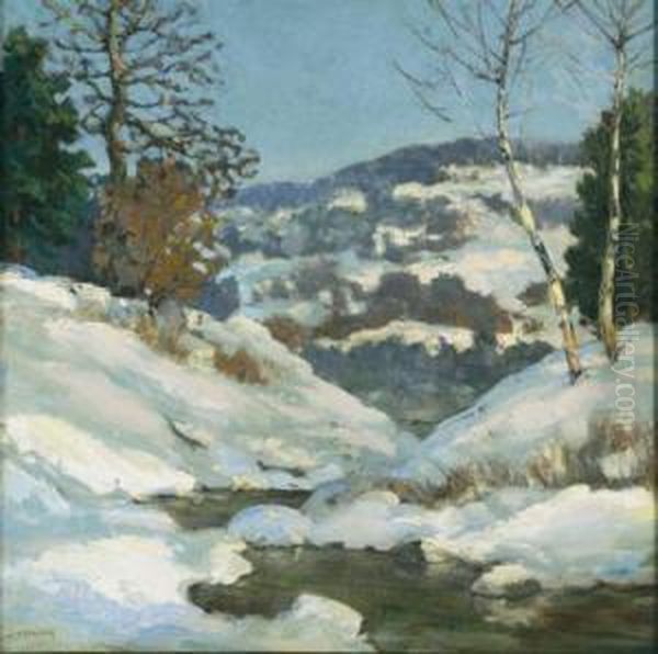 Vermont In Winter Oil Painting by Walter Koeniger