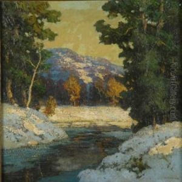 Winter Brook Oil Painting by Walter Koeniger