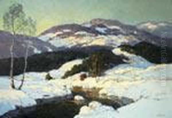 Mountain Landscape, Winter Oil Painting by Walter Koeniger