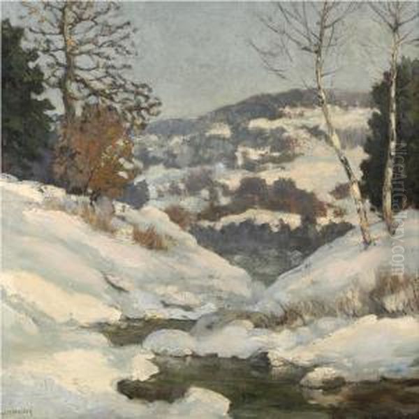 Snowy Landscape Oil Painting by Walter Koeniger