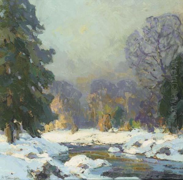 Winter Afternoon Oil Painting by Walter Koeniger