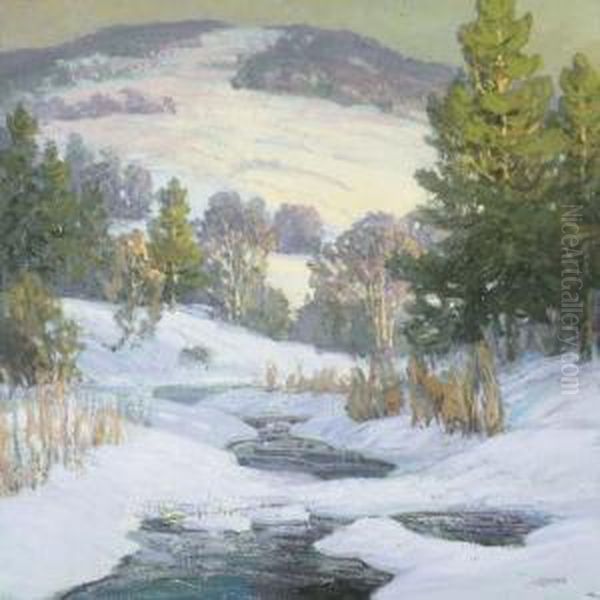 Snow Clad Hills Oil Painting by Walter Koeniger