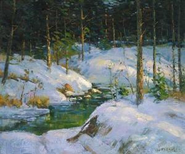 ''a Winter Glow'' Oil Painting by Walter Koeniger