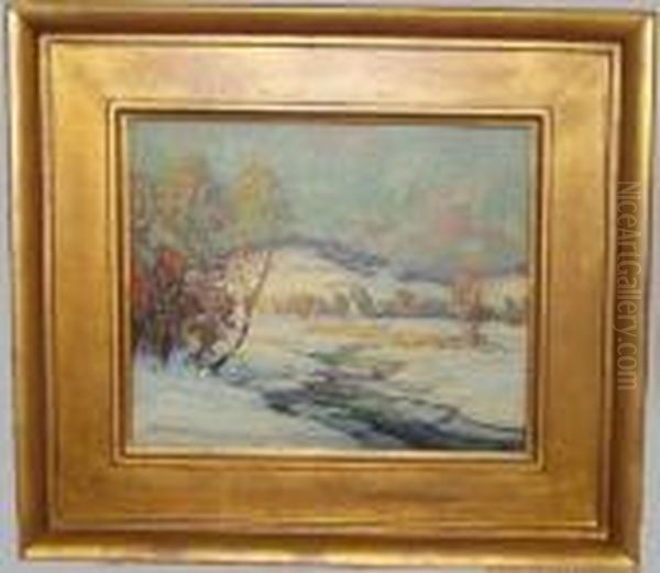 Frozen River Oil Painting by Walter Koeniger