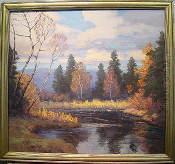 Autumn Stream Oil Painting by Walter Koeniger